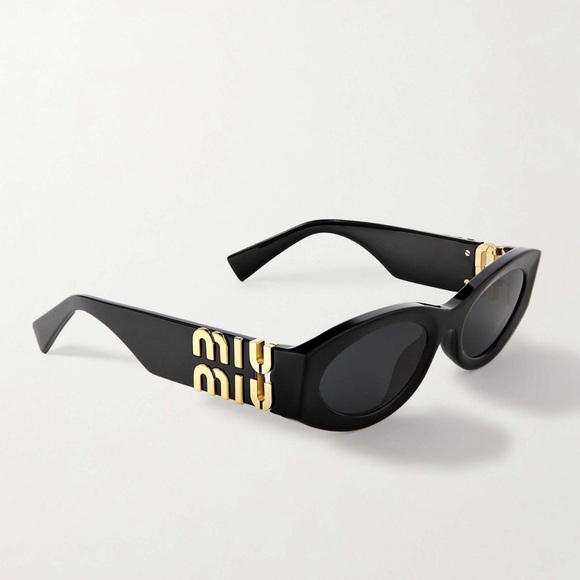 Miu Miu Black Sunglasses with Gold Detail - Picture 5 of 6